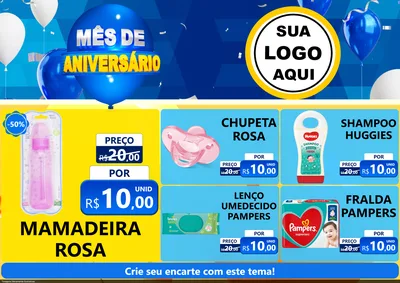 Modelo de Encarte para Encarte A4 Horizontal com o tema Mês de Aniversário para Bebês