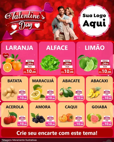 Modelo de Rede Social para Feed Instagram com o tema Valentine's Day para Hortifrúti