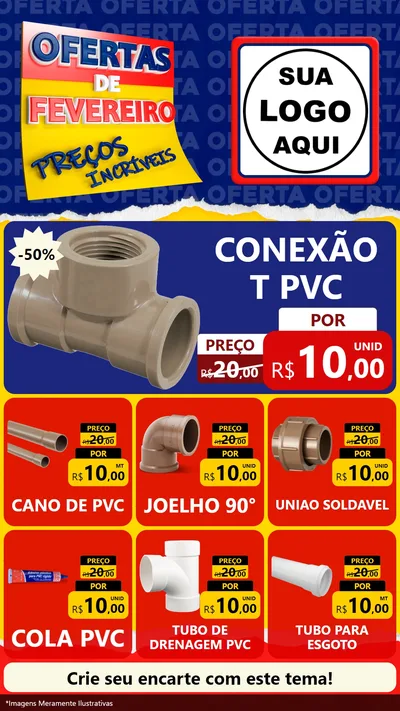 Modelo de Rede Social para Stories com o tema Ofertas de Fevereiro - Preços Incríveis para Tubos e conexões