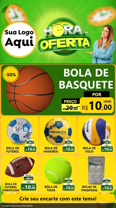 Modelo de Rede Social para Stories com o tema Hora da Oferta para Artigos Esportivos