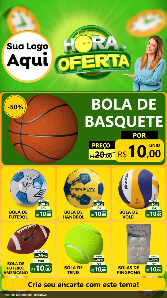 Modelo de Rede Social para Stories com o tema Hora da Oferta para Artigos Esportivos