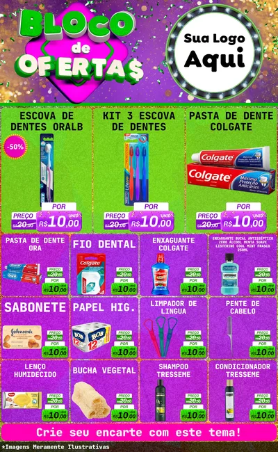 Modelo de Encarte para Encarte Grande com o tema Bloco de Ofertas para Higiene Pessoal