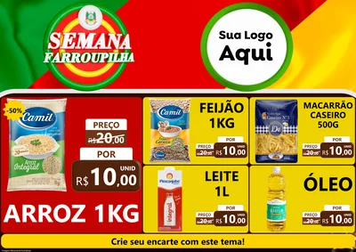 Modelo de Encarte para Encarte A4 Horizontal com o tema Semana Farroupilha para Supermercado