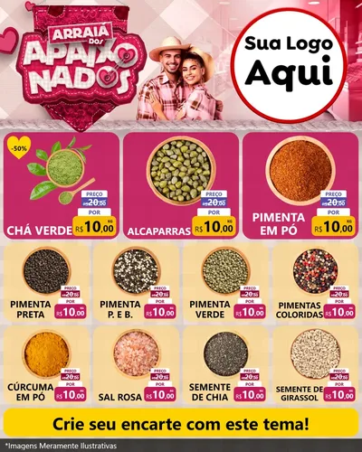 Modelo de Rede Social para Feed Instagram com o tema Arraiá dos Apaixonados - Junina para Produtos Naturais