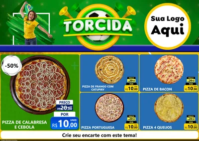 Modelo de Encarte para Encarte A4 Horizontal com o tema Torcida para Pizzaria