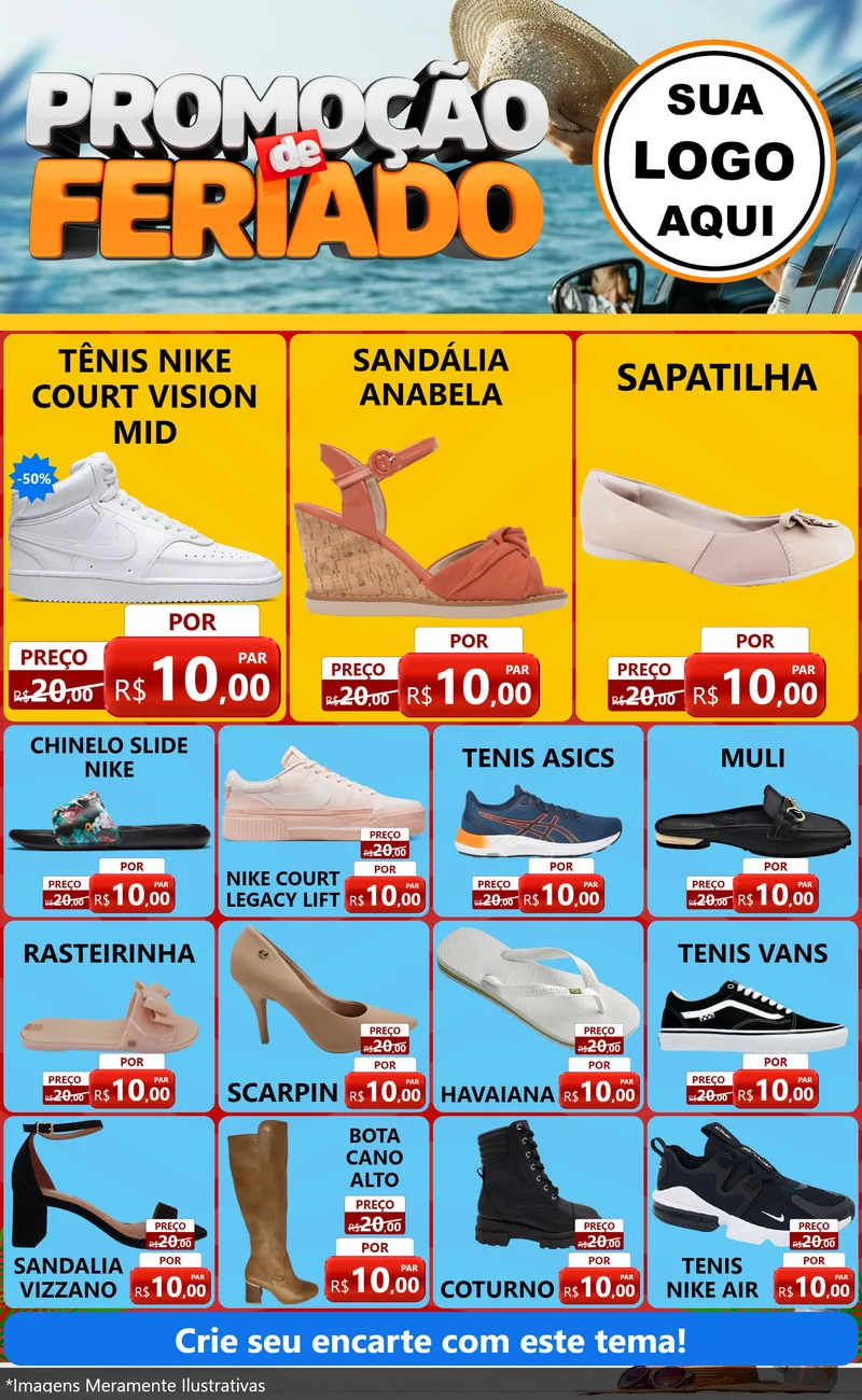 Modelo de Encarte para Encarte Grande com o tema Promoção de Feriado para Calçados