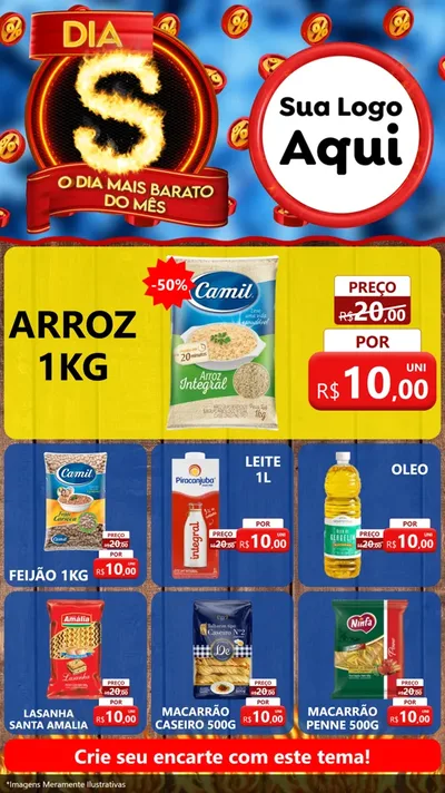 Modelo de Rede Social para Stories com o tema Dia S - O Dia Mais Barato Do Mês para Supermercado