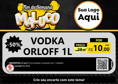 Modelo de Cartaz para Cartaz A4 Horizontal com o tema Fim de Semana Maluco para Distribuidora de bebidas