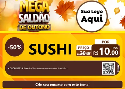 Modelo de Cartaz para Cartaz A4 Horizontal com o tema Mega Saldão de Outono para Comida japonesa