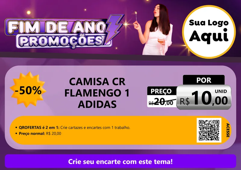 Modelo de Cartaz para Cartaz A4 Horizontal com o tema Fim de Ano Promoções para Roupas e acessórios