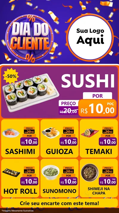 Modelo de Rede Social para Stories com o tema Dia do Cliente para Comida japonesa