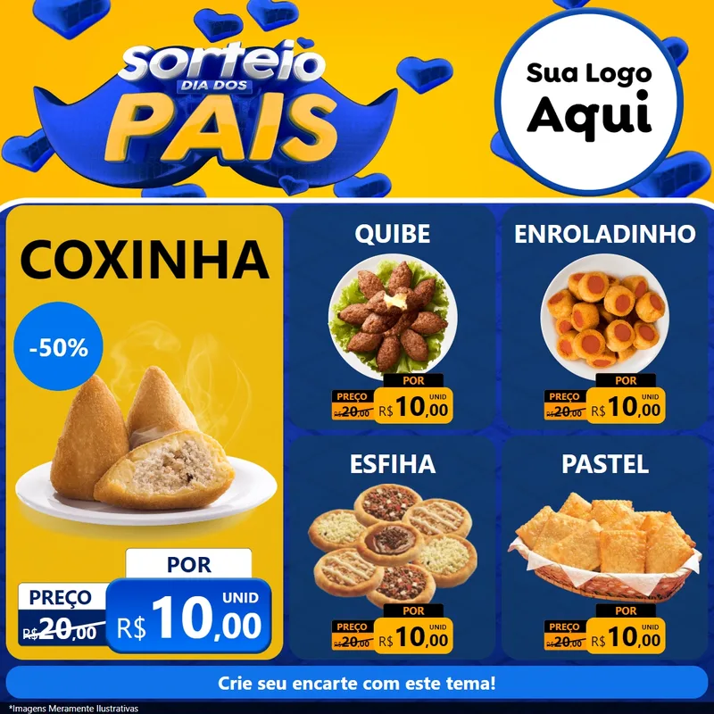 Modelo de Rede Social para Feed Facebook com o tema Sorteio Dia dos Pais para Salgadaria