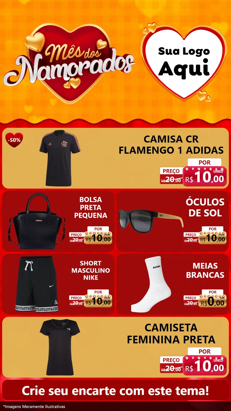 Modelo de TV para TV Vertical com o tema Mês dos Namorados para Roupas e acessórios