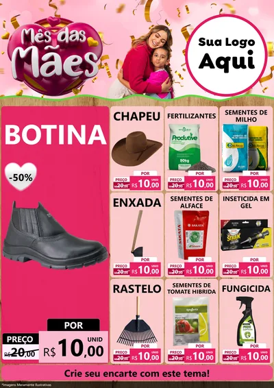 Modelo de Encarte para Encarte A4 Vertical com o tema Mês das Mães para Agropecuária