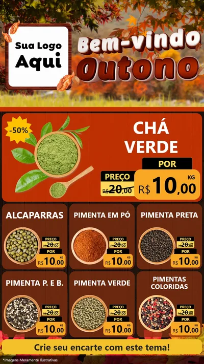 Modelo de Rede Social para Stories com o tema Bem-vindo Outono para Produtos Naturais