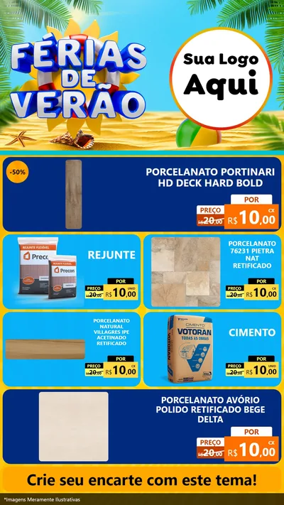 Modelo de TV para TV Vertical com o tema Férias de Verão para Pisos e revestimentos