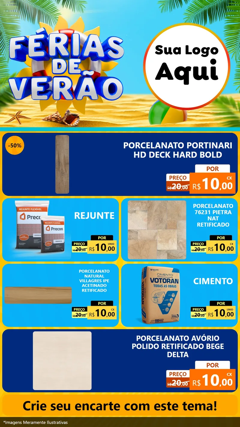 Modelo de TV para TV Vertical com o tema Férias de Verão para Pisos e revestimentos