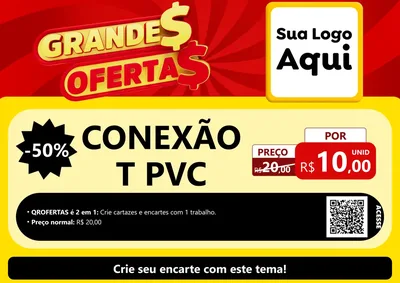 Modelo de Cartaz para Cartaz A4 Horizontal com o tema Grandes Ofertas para Tubos e conexões