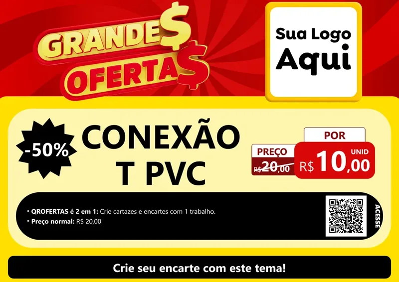 Modelo de Cartaz para Cartaz A4 Horizontal com o tema Grandes Ofertas para Tubos e conexões