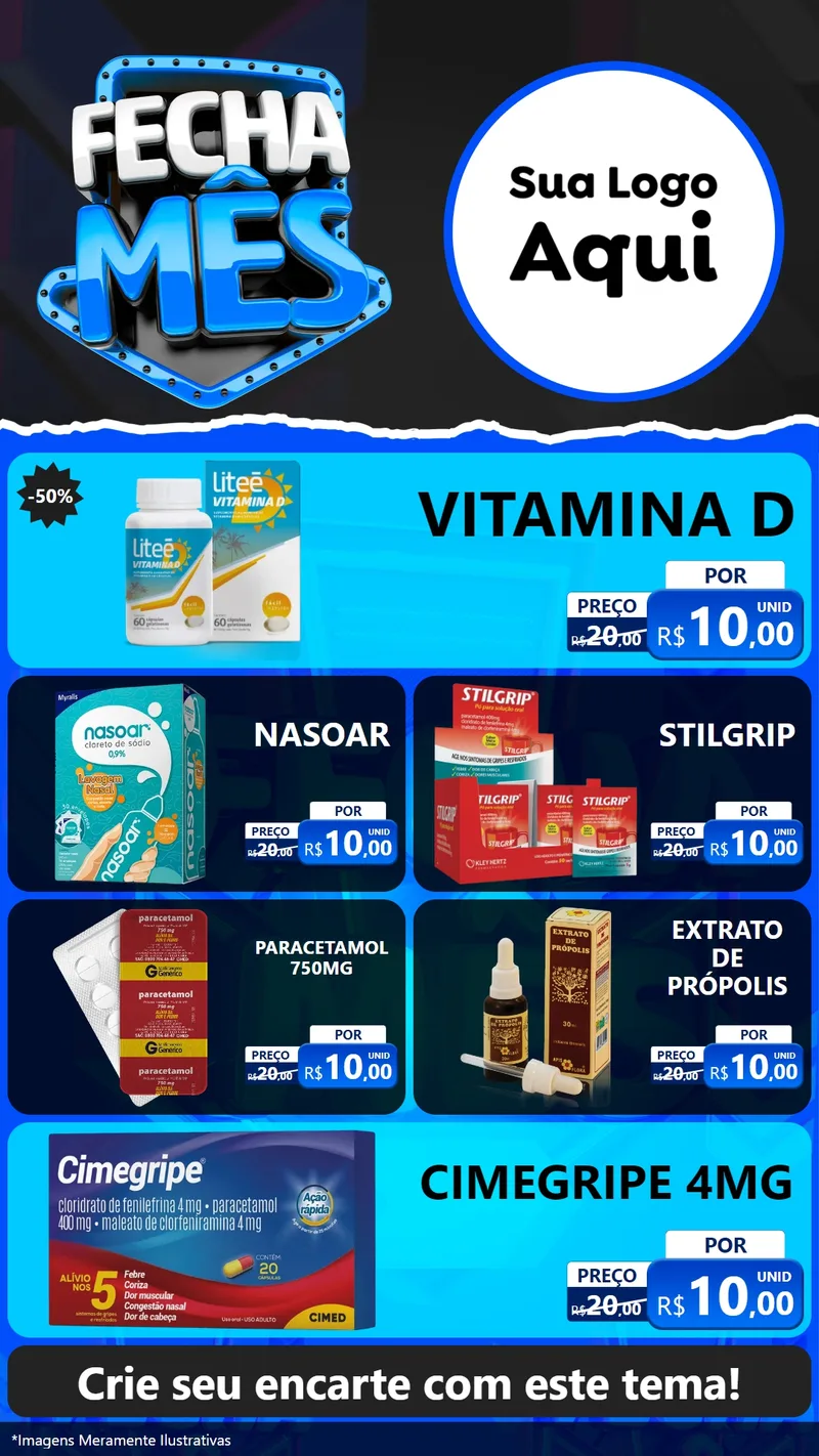 Modelo de TV para TV Vertical com o tema Fecha Mês para Farmácia