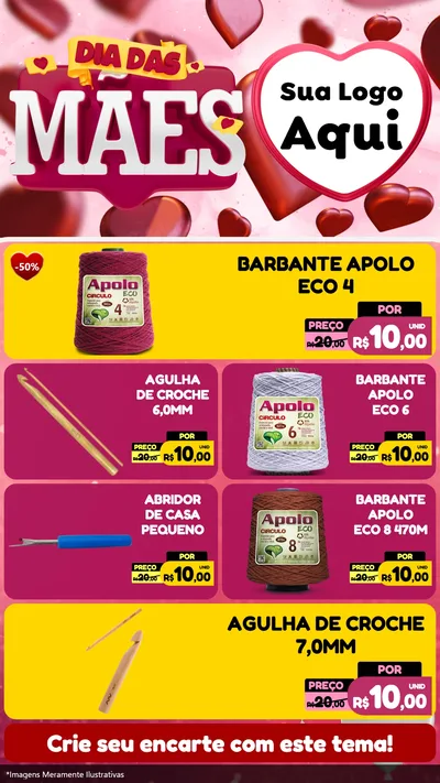 Modelo de TV para TV Vertical com o tema Dia Das Mães para Armarinho e Aviamentos