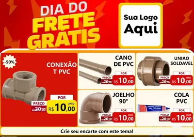 Modelo de Encarte para Encarte A4 Horizontal com o tema Dia do Frete Grátis para Tubos e conexões
