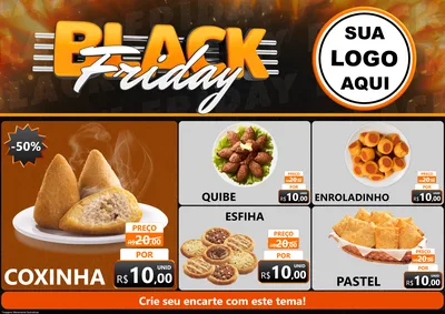 Modelo de Encarte para Encarte A4 Horizontal com o tema Black Friday para Salgadaria