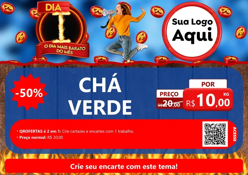 Modelo de Cartaz para Cartaz A4 Horizontal com o tema Dia I - O Dia Mais Barato Do Mês para Produtos Naturais