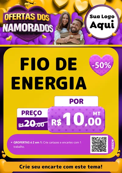Modelo de Cartaz para Cartaz A4 Vertical com o tema Oferta Dos Namorados para Materiais Elétricos
