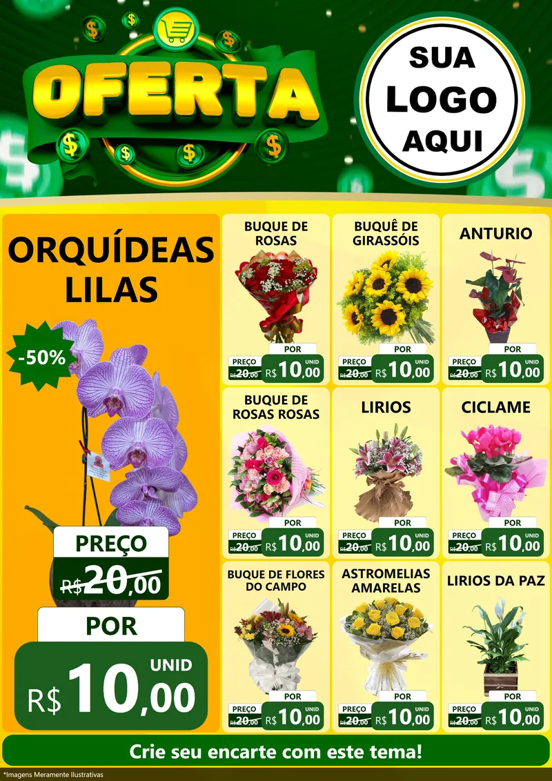 Modelo de Encarte para Encarte A4 Vertical com o tema Oferta para Floricultura e jardim