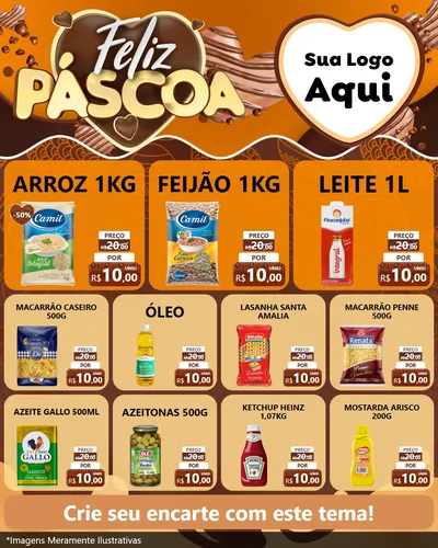 Modelo de Rede Social para Feed Instagram com o tema Feliz Páscoa para Supermercado