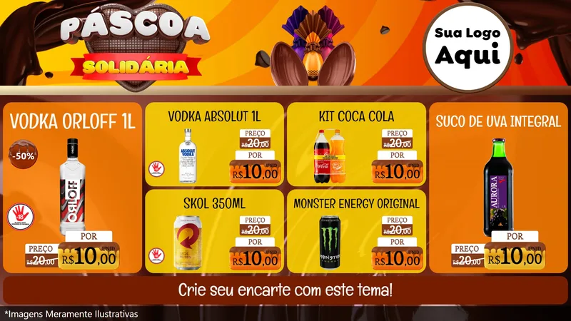 Modelo de TV para TV Horizontal com o tema Páscoa Solidária para Distribuidora de bebidas