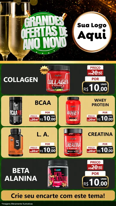 Modelo de TV para TV Vertical com o tema Grandes Ofertas de Ano Novo para Suplementos alimentares