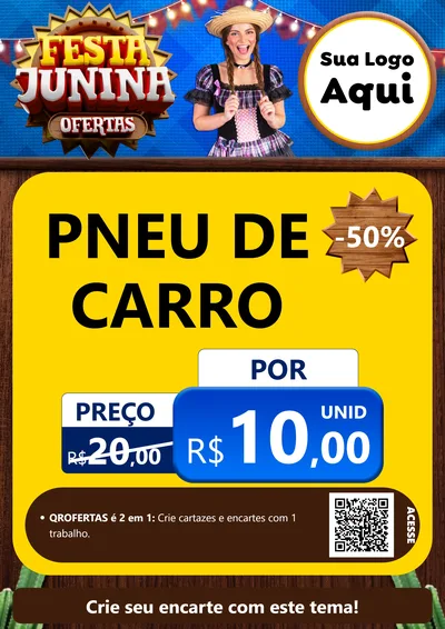 Modelo de Cartaz para Cartaz A4 Vertical com o tema Festa Junina Ofertas para Auto peças