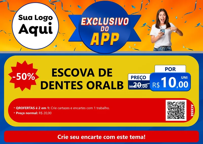 Modelo de Cartaz para Cartaz A4 Horizontal com o tema Exclusivo do Aplicativo para Higiene Pessoal