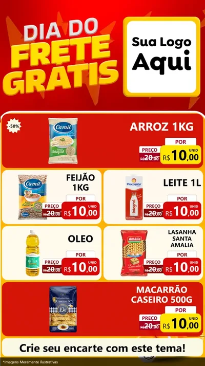 Modelo de TV para TV Vertical com o tema Dia do Frete Grátis para Supermercado