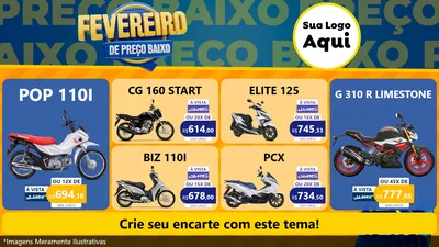 Modelo de TV para TV Horizontal com o tema Fevereiro de Preço Baixo para Concessionaria de Motos