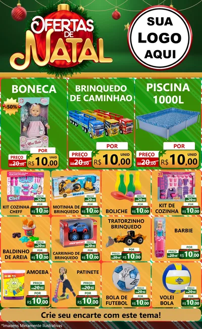 Modelo de Encarte para Encarte Grande com o tema Ofertas de Natal para Brinquedos