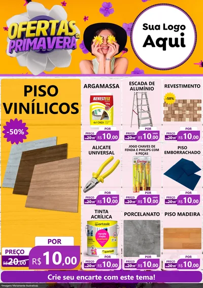 Modelo de Encarte para Encarte A4 Vertical com o tema Ofertas Da Primavera para Material para Construção