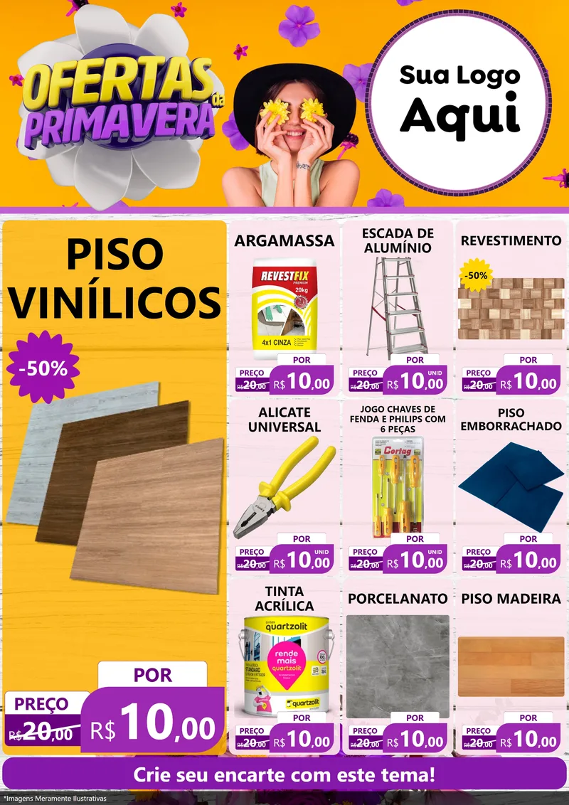 Modelo de Encarte para Encarte A4 Vertical com o tema Ofertas Da Primavera para Material para Construção