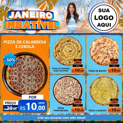 Modelo de Rede Social para Feed Facebook com o tema Janeiro Imbatível para Pizzaria