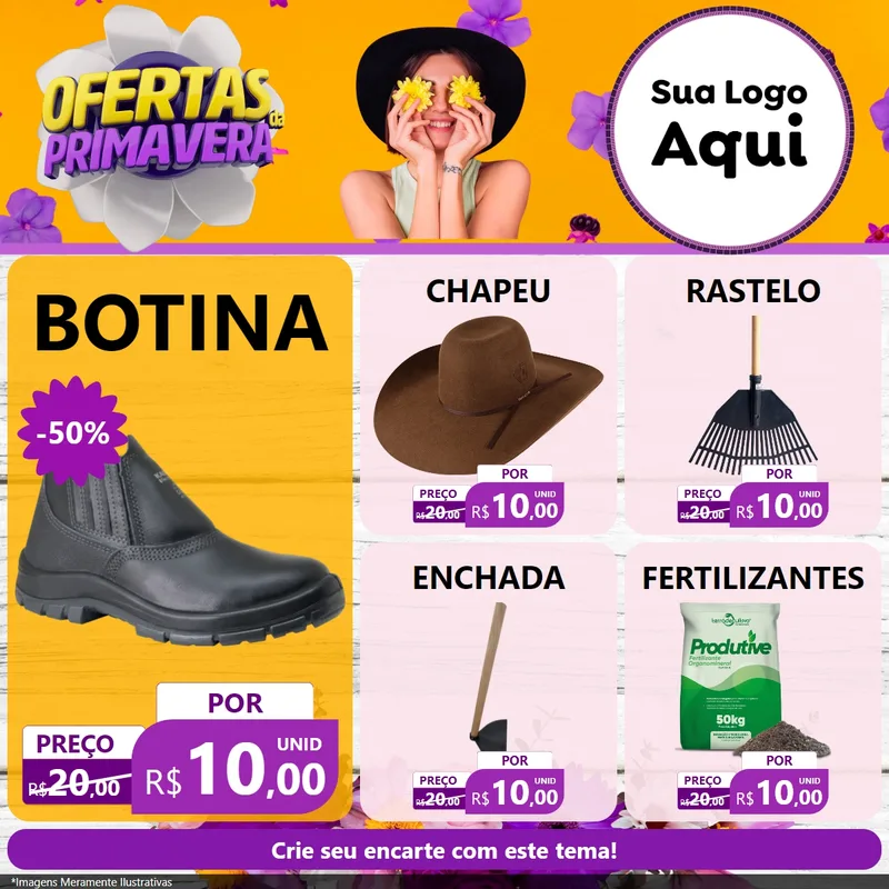 Modelo de Rede Social para Feed Facebook com o tema Ofertas Da Primavera para Agropecuária