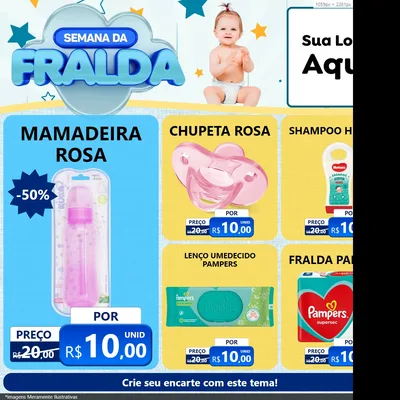 Modelo de Rede Social para Feed Facebook com o tema Semana da Fralda para Bebês