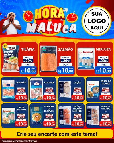 Modelo de Rede Social para Feed Instagram com o tema Hora Maluca para Peixaria
