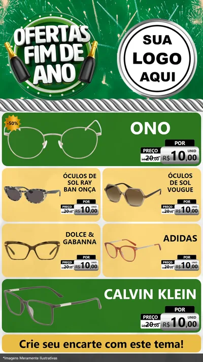 Modelo de TV para TV Vertical com o tema Ofertas Fim de Ano para Óticas
