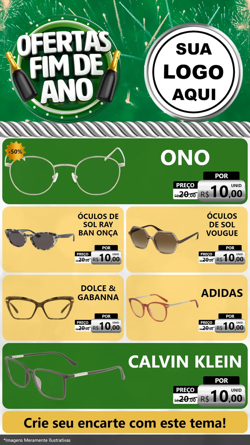 Modelo de TV para TV Vertical com o tema Ofertas Fim de Ano para Óticas