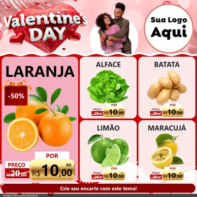 Modelo de Rede Social para Feed Facebook com o tema Valentine's Day para Hortifrúti