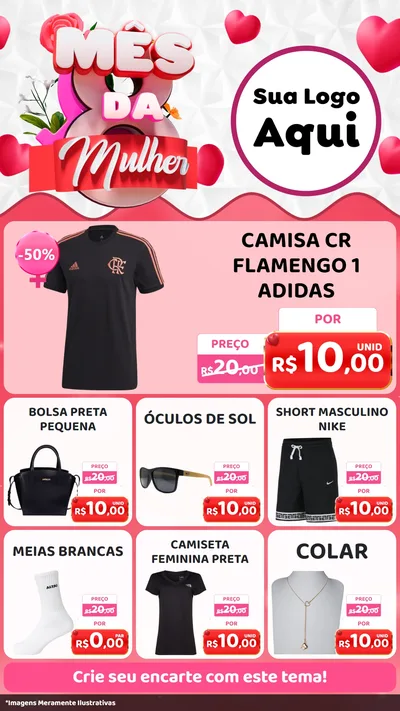 Modelo de Rede Social para Stories com o tema Mês da Mulher para Roupas e acessórios