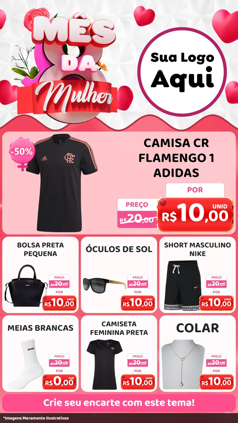Modelo de Rede Social para Stories com o tema Mês da Mulher para Roupas e acessórios