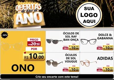 Modelo de Encarte para Encarte A4 Horizontal com o tema Ofertas de Fim de Ano para Óticas